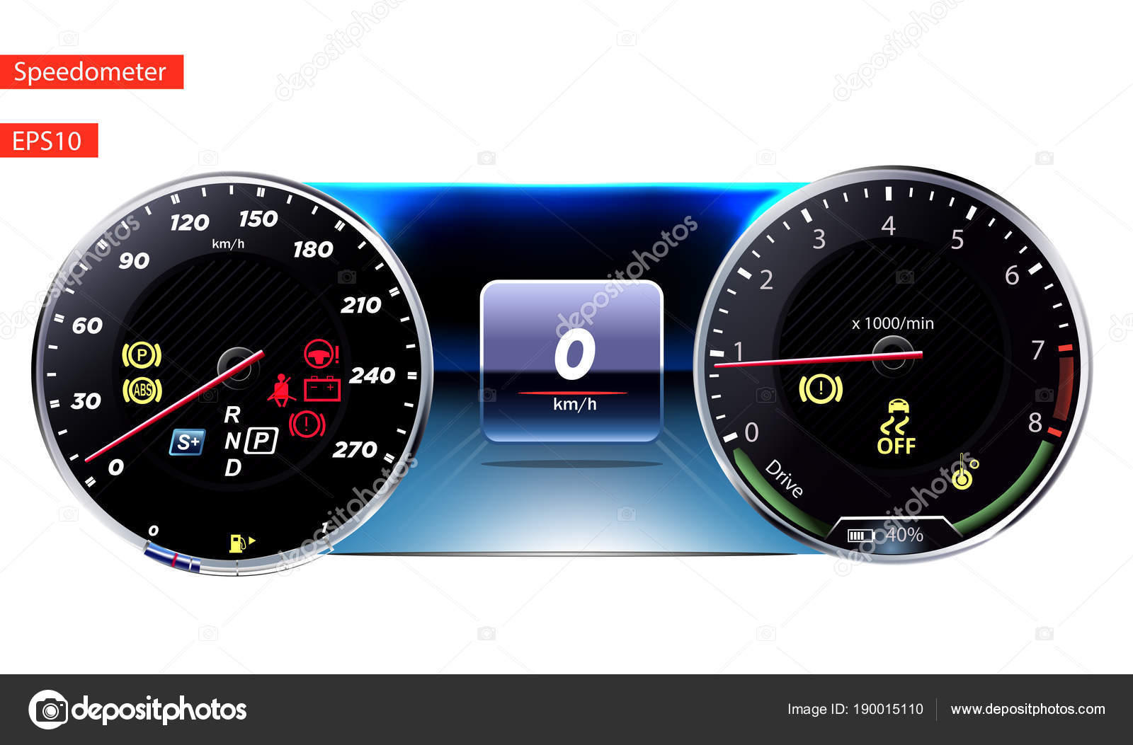Panel Control Del Coche Vector Ilustración Eps vector, gráfico