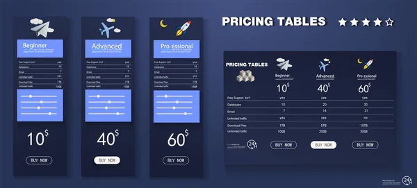 Vector modelo de tabela de preços em estilo de linha moderna. Elemento de design para website . —  Vetores de Stock