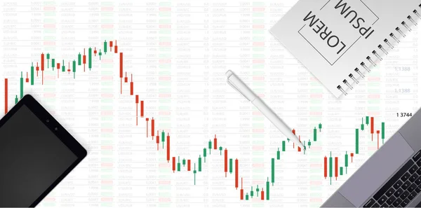 Analisi Del Mercato Azionario Finanza Illustrazione Stile Piano Investimento Monetario — Vettoriale Stock