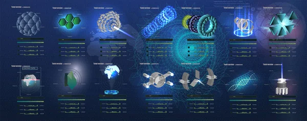 Gran Conjunto Elementos Futuristas Estilo Hud Fondo Vectorial Extraterrestre Espacial — Vector de stock