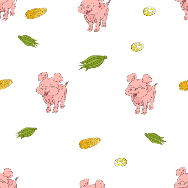 Cochon Maïs Citron Modèle Vectoriel Vecteur En Vente