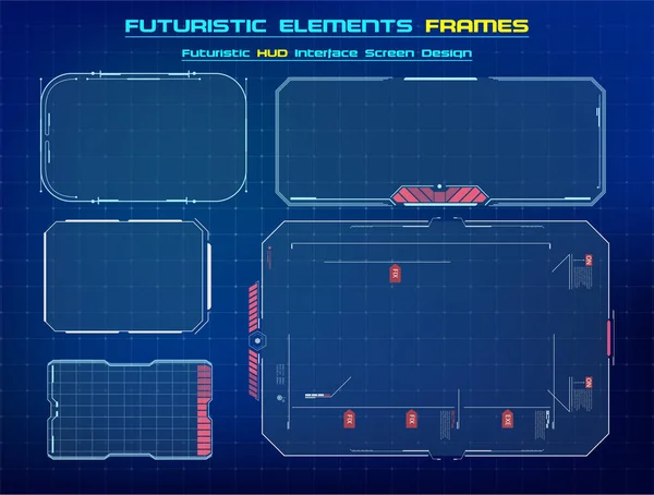 HUD UI GUI futuristic user interface screen elements set . Abstract control panel layout design. Sci fi virtual tech display. Vector illustration — Stock Vector