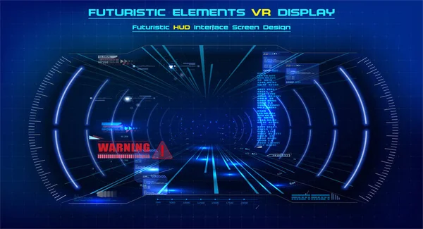 VR in stile moderno. Design futuristico dello schermo dell'interfaccia grafica HUD GUI UI UX. Tecnologia della realtà virtuale fantascientifica. Progettazione di display tecnologici futuri. Illustrazione vettoriale — Vettoriale Stock