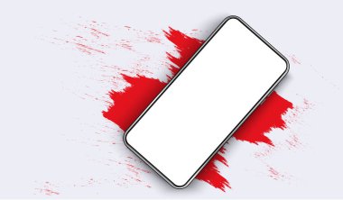 Akıllı telefon boş ekran, telefon modeli. Telefonun üstündeki kırmızı noktanın görüntüsü. Bilgi grafikleri ya da Ui tasarım arayüzü sunumu için şablon. vektör