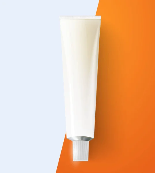 Tube cosmétique en plastique pour crème maquette isolée. Vue du dessus du tube en plastique blanc vierge. Vecteur — Image vectorielle