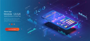 Çevrimiçi istatistik ve veri Analitik Ux Ui. Dijital para piyasası, yatırım, finans ve ticaret. Bilgi tablosu kullanarak analiz eğilimleri ve mali strateji. Vektör kavramı