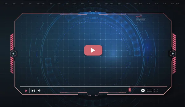 未来的なデスクトップビデオプレーヤー、 Webテンプレートのための現代的なデジタルビデオプレーヤー。新しいメディアプレーヤーインターフェイス。スキンビデオプレーヤー。Webアプリとモバイルアプリのテンプレート。ベクトル — ストックベクタ