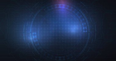 Soyut mavi teknoloji kavramı. Yüksek teknoloji dijital elektronik illüstrasyon. Vektör