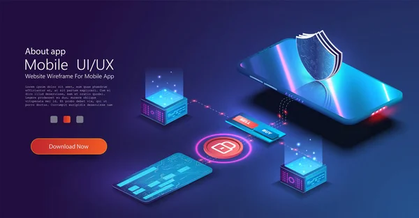 Isometric online payment online concept. Money transfers, smartphone payment services and digital pay. Credit card contactless terminals, protection money transfer, online bank. Vector