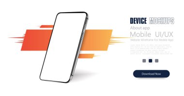 Akıllı telefon çerçevesi daha az boş ekran, döndürülmüş pozisyon. 3D izometrik çizim cep telefonu. Akıllı telefon perspektifi. Bilgi grafikleri veya sunum Ui tasarım arayüzü için şablon.