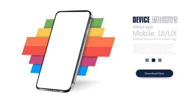 Akıllı telefon çerçevesi daha az boş ekran, döndürülmüş pozisyon. 3D izometrik cep telefonu. Akıllı telefon perspektifi. Bilgi grafikleri ya da Ui tasarım arayüzü sunumu için şablon. Moda rengi, Renkli. Vektör