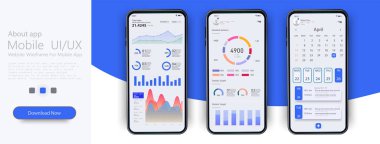 Bir web sitesi veya mobil uygulama için modern bir bilgi şablonu. Ui Ux tasarımı için bilgi grafikleri öğeleri. mobil uygulama ve web sitesi geliştirme. Düzenlemek ve kişiselleştirmek kolay. Vektör illüstrasyonu