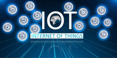 İnternet, iletişim, seyahat, bilgisayar ve akıllı şehir kavramları için teknoloji. Şeylerin internet simgesi yenilik teknolojisi konsepti. Akıllı şehir kablosuz iletişim ağı IOT, ICT