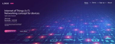 İnternet, iletişim, seyahat, bilgisayar ve akıllı şehir kavramları için teknoloji. Şeylerin internet simgesi yenilik teknolojisi konsepti. Akıllı şehir kablosuz iletişim ağı IOT, ICT