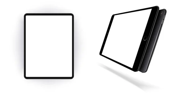 Mockup Tablet Collection Set isoliert auf weißem Vektor-Design. Umriss-Attrappe Elektronik-Geräte Telefon-Monitor-Linien realistisch einfache isolierte 3D-Vektor-Set — Stockvektor