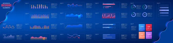 Modelo de painel infográfico com gráficos de design plano e gráficos de pizza Estatísticas e dados online Analytics. Informação Gráficos elementos para UI, UX, KIT design. Elementos web de estilo moderno. Administrador. Eps —  Vetores de Stock