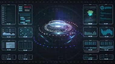 Sanal gerçeklik. Fütürist VR baş ekran tasarımı. HUD, GUI fütüristik element. Çember Soyut Dijital Teknoloji UI Fütüristik HUD Sanal Arayüz Elementleri Grafik Hareketi için Modern Kullanıcı
