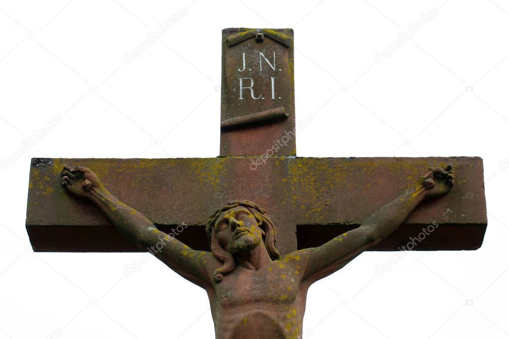 a stone cross, closeup