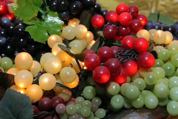 Plastic grapes, plastic fruit, closeup