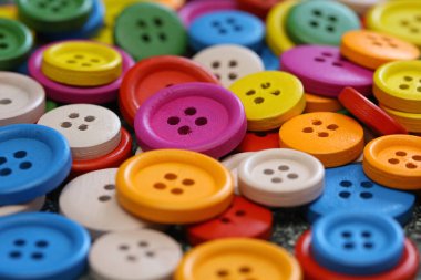 Renkli düğmeler, çok sayıda, yakın plan