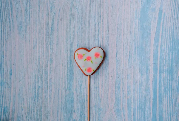 Holiday cookie-k szív mézeskalács máz szimbólum szeretet édes ce — Stock Fotó