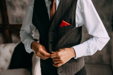 erkek tarzı takım elbise kravat yelek düğmeleri