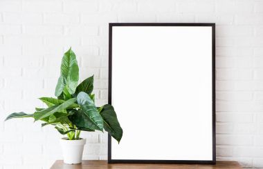 çatı katı dekorasyonu tablo resim çiçek arka plan tuğla