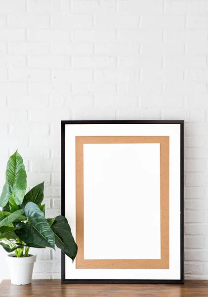 Frame picture interior design flower background white — Stock Photo, Image