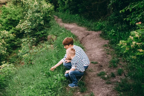 Familjen utseende, klädd i raglan med en remsa — Stockfoto