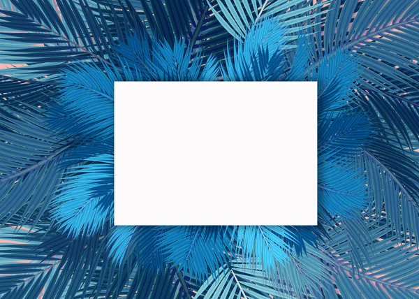 Blue Palms blank card background concept