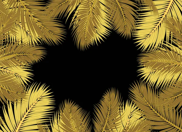 Gouden palmen leafs zwarte achtergrond concept mockup — Stockfoto