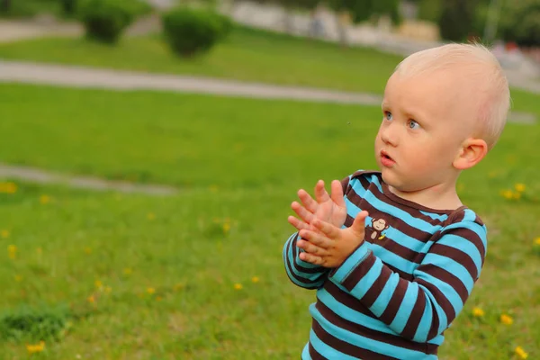 Ребенок видел комаров передний нос страх эмоций руки — стоковое фото