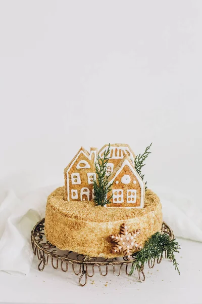 Cake dessert festive christmas honey house figure — Stock Photo, Image