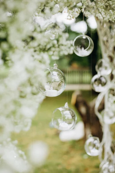 Decoración de la boda flores postal bola vidrio cuelgan —  Fotos de Stock