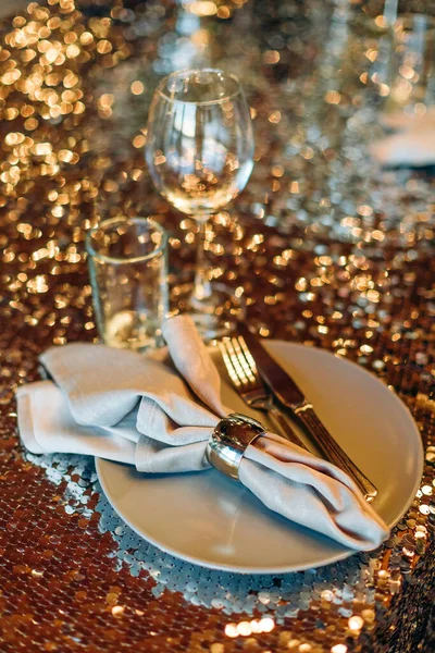 Celebration Event Sparkle Clean Glasses Decor Feast Lunch Table — Stock Photo, Image