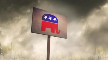 CG - yaklaşık 23 Ocak 2018 - uğursuz paslı işareti yazı. kıyamet city arka plan - Cumhuriyet fil logo karşı