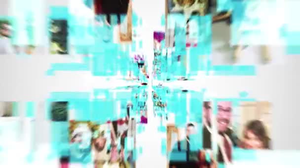 CG - January 25 2018 - Editorial Facebook Animation - Flying through digital photos uploading to social network — Stock Footage CG - January 25 2018 - Editorial Facebook Animation - Flying through digital photos uploading to social network Video Clip