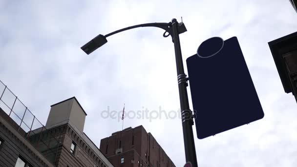 Blank Directional Sign Downtown City Area — Stock Video