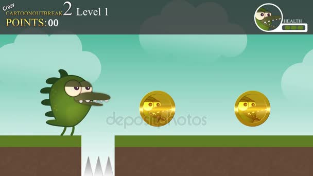 Una Animación Genérica Del Juego Personaje Que Recoge Monedas Gana — Vídeos de Stock