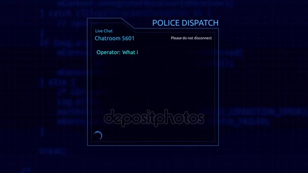 Online Police Dispatch Chatroom Graphics Qual Sua Emergência — Vídeo de Stock