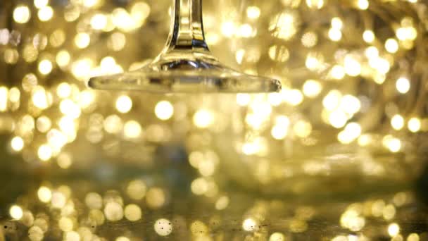 Verre Champagne Est Fixé Sur Une Nouvelle Année Veille Bokeh — Video