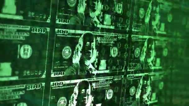 Digitale Umwandlung Von Hundert Dollar Scheinen Digitales Ecomerce Oder Kryptowährung — Stockvideo