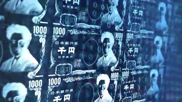 Digital Omvandling 1000 Japanska Yen Till Digitala Eccomerce Eller Kryptovaluta — Stockvideo