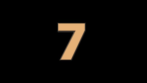 Seven Animated Golden Cinematic Text Number Falling — Stock Video