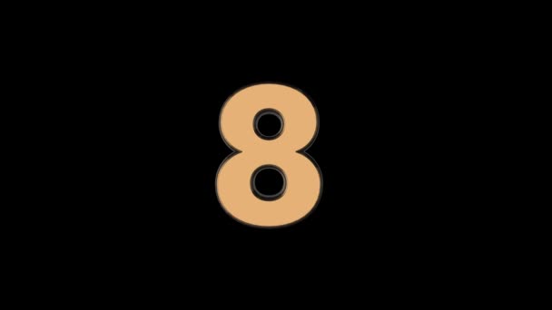 Eight Animated Golden Cinematic Text Number Falling — Stock Video