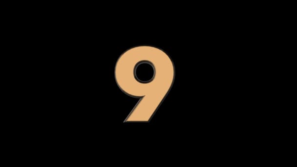 Nine Animated Golden Cinematic Text Number Falling — Stock Video