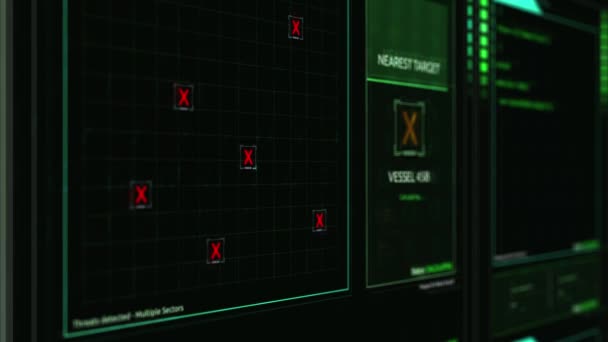 Cámara Prepara Para Cine Futurista Digital Naval Warfare Interfaz — Vídeo de stock