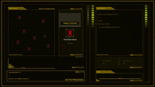 Futuristic Digital Sci Starship Computer Screen Interface Corner Pin Compositing — Stock Video