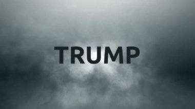Uçan bir alan metin-Trump ile animasyonlu yağmurlu bulutlar ile