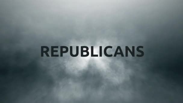 Flying Field Animated Rainy Clouds Text Republicans — Stock Video
